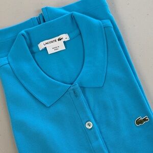 Lacoste Sleeveless Polo Shirt in Bright Turquoise Blue